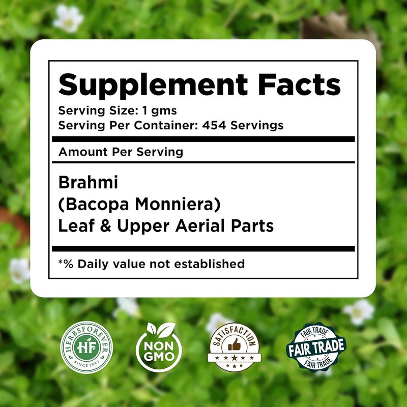 HerbsForever Brahmi Powder - Bacopa Monnieri for Enhanced Focus and Memory - 454 GMS - Image 4